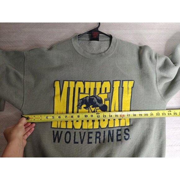 Michigan Wolverines Vintage Crewneck Graphic Sweatshirt Size Large Grey Spellout - Picture 6 of 11